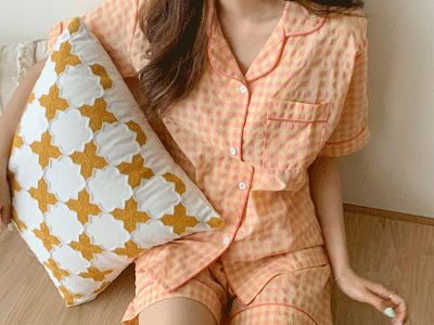 웨디 체크 여름 잠옷세트 (2color)